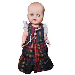 VTG 60s Horsman Baby Doll Molded Hair Drink‎ Wet 12 Inch Green Sleepy Eyes